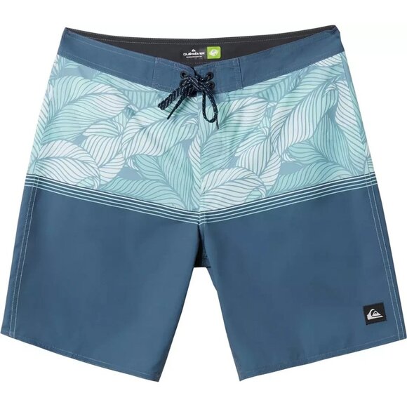 Quiksilver Men's Backbay 19" Boardshorts Size 32 Blue Shadow Beach Tropical - Picture 1 of 6